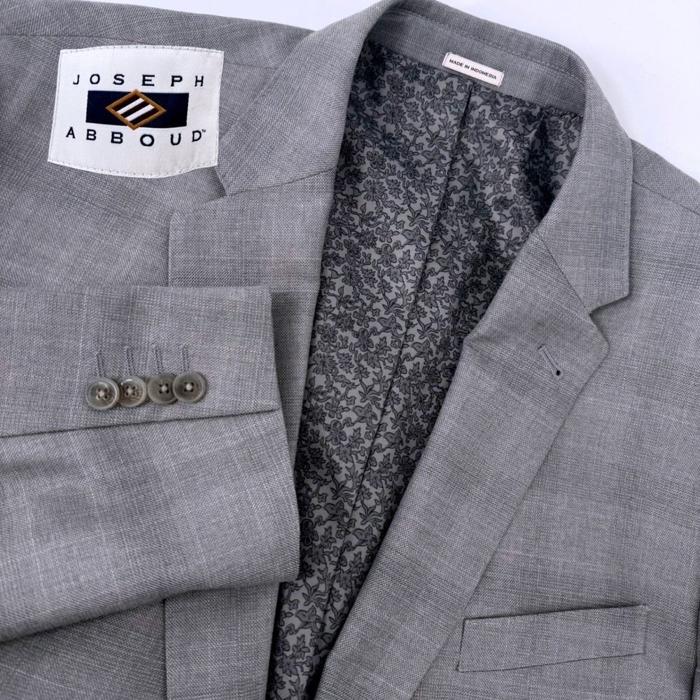 Joseph Abboud Heritage 48R‎ Men Grey Plaid Blazer Marzotto Wool Italy Two Button